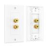 Cable Matters 2-Pack Speaker Wire Wall Plate, Gold Plated Speaker Wall Plate with Banana Plug Binding Post, White view 1