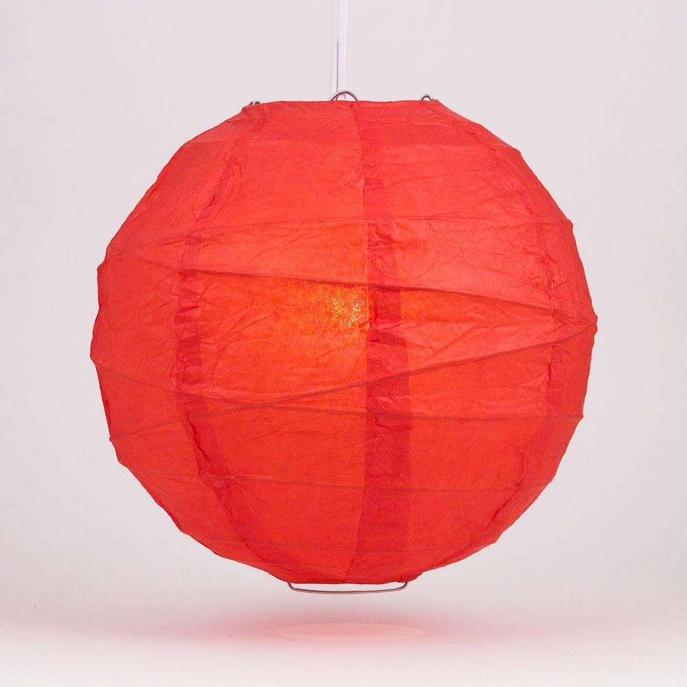 PaperLanternStore.com 20 Inch Red Irregular Ribbed Paper Lantern (10 PACK)