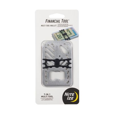 Nite Ize Financial Multi Tool Wallet - Stainless Steel 7-in-1 Multi Tool - Travel Wallet for Men & Women - Bottle Opener, Screwdriver, Rulers & More - Silver