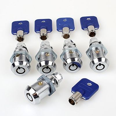 EG STARTS 5X 7/8" Arcade Locks Arcade Machine Cash Door Tool Boxs Tubular Cam Locks Cabinet Door Atom Lock with 5 Alike Keys for Arcade Video Games Jamma Mame Parts