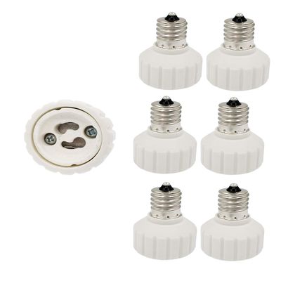 E-Simpo 6-Pack E17 to Gu10 Light Socket Adapter, Ceramic E17 to Gu10 Halogen CFL LED Lampholder Base Converter