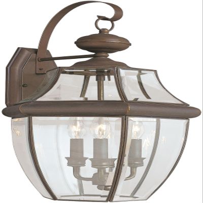 Generation Lighting 8040EN-71 Transitional Three Light Outdoor Wall Lantern from Lighting-Lancaster Collection Dark Finish, Antique Bronze