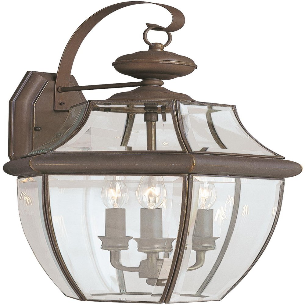 Generation Lighting 8040EN-71 Transitional Three Light Outdoor Wall Lantern from Lighting-Lancaster Collection Dark Finish, Antique Bronze