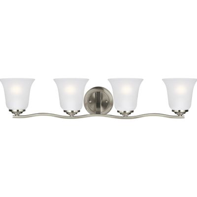 Generation Lighting 4-Light Emmons Traditional Bath Fixture Wall Lamp Brushed Nickel 4439004-962, Bathroom Light Fixture for Home Dcor, Wall Sconce Vanity Light Fixture and Bathroom Accessory