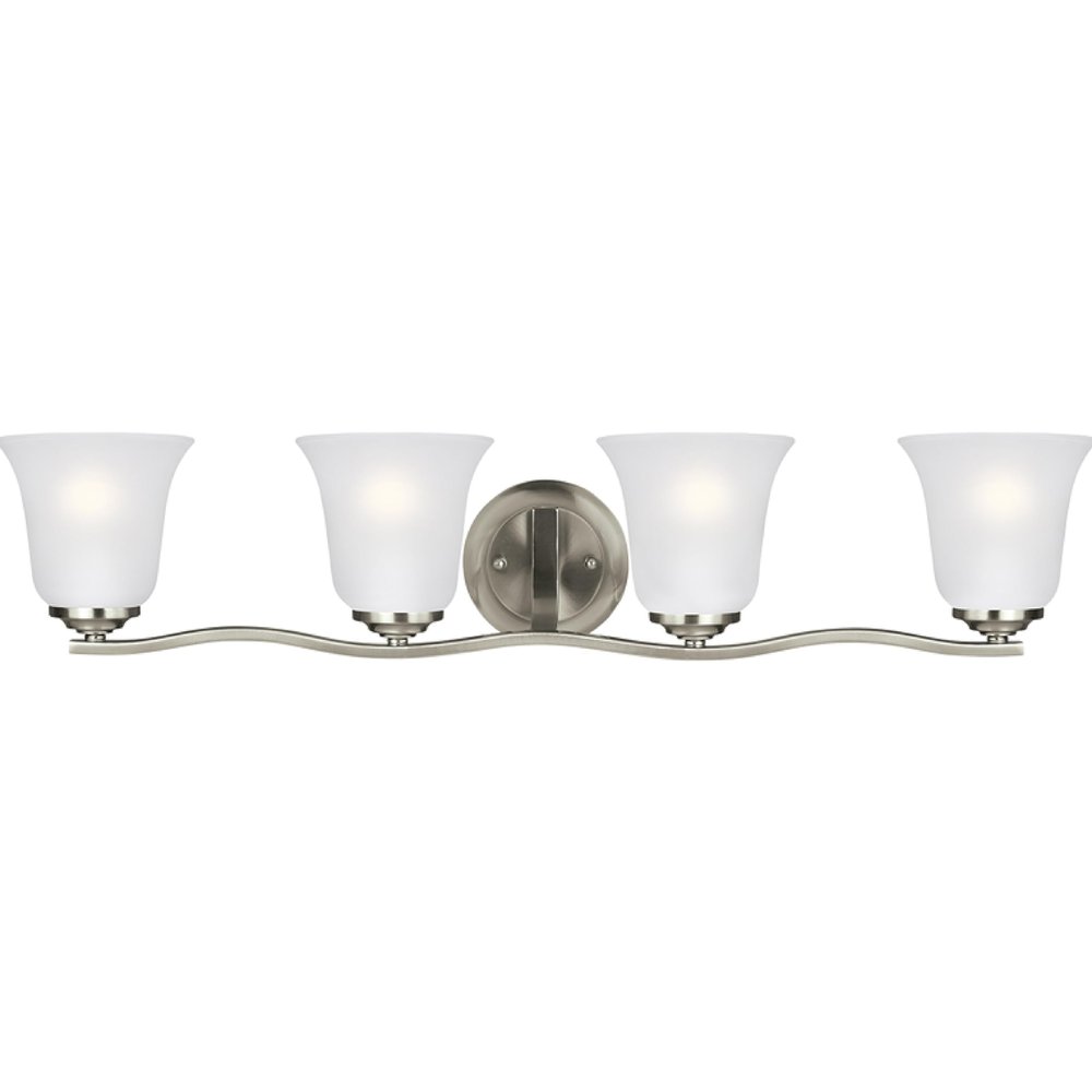Generation Lighting 4-Light Emmons Traditional Bath Fixture Wall Lamp Brushed Nickel 4439004-962, Bathroom Light Fixture for Home Dcor, Wall Sconce Vanity Light Fixture and Bathroom Accessory