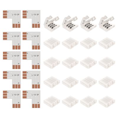 BTF-LIGHTING 10 Sets 3PIN 10mm 0.39in Width Right Angle L Shape Solderless Corner Connector for WS2811 WS2812B SK6812 LED Strip No Soldering Can't Support 144LEDs/m or ALTOVE LED Lights