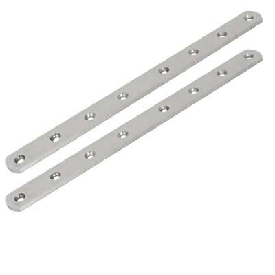 uxcell 295mmx25mmx4mm Stainless Steel Straight Flat Fixing Mending Plates Brackets 2pcs