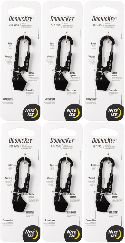 Nite Ize DoohicKey Key Tool Black Steel Keychain Multi-Tool w/Key Clip (6-Pack)