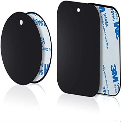Yianerm Mount Metal Plates Replacement Kits with Adhensive for Magnetic Car Mount Phone Holder 4 Pack (2 Rectangle 2 Round)