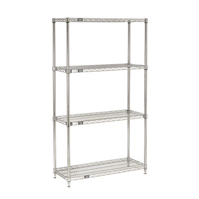 Nexel Quick Adjust Wire Shelving, Chrome, 48x14x63