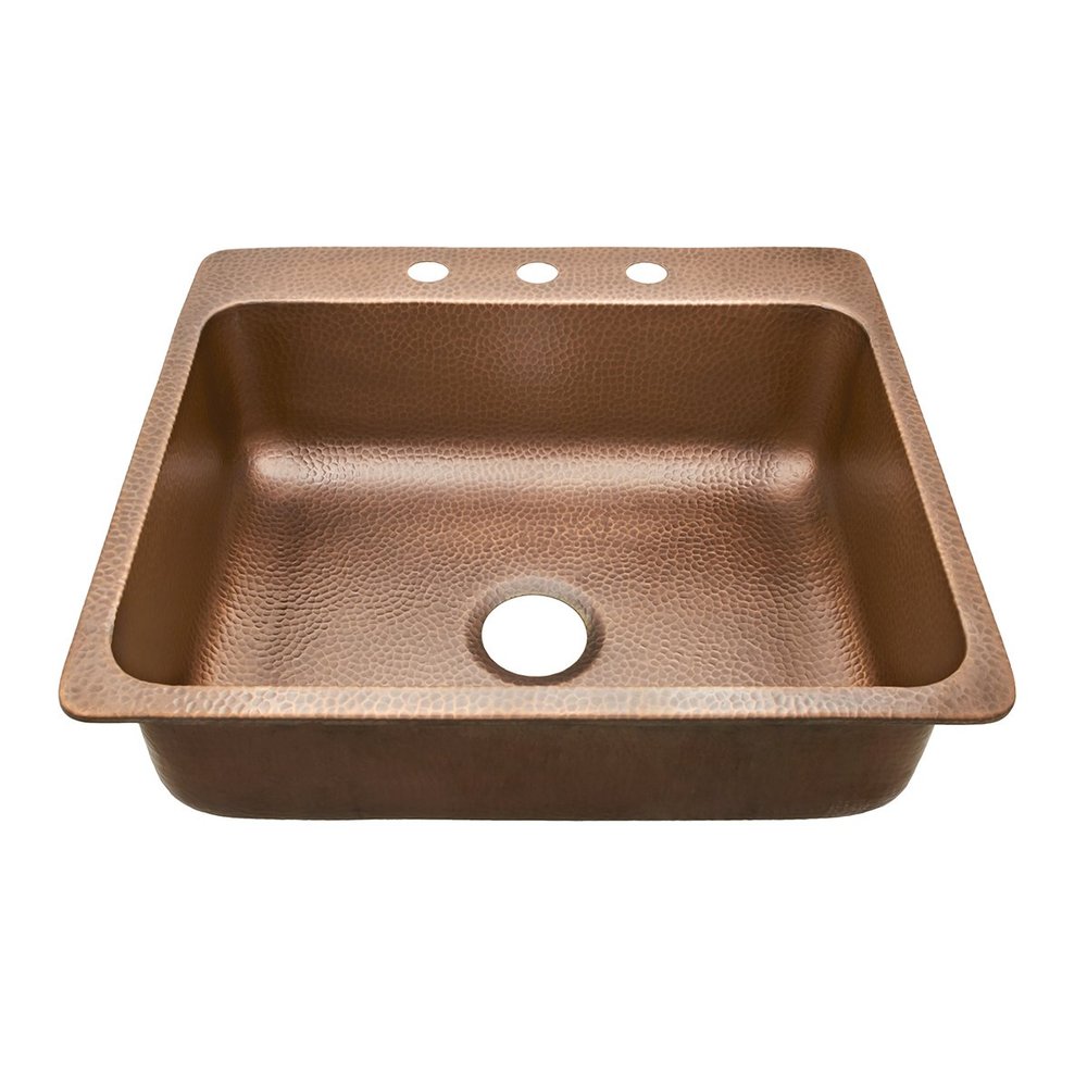 Sinkology SK102-25AC Sinkology Rosa Drop 25" 3-Hole Kitchen Sink, Antique Copper