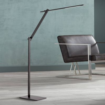 Barrett Adjustable Height Anodized Black Modern LED 53" Tall Floor Lamp