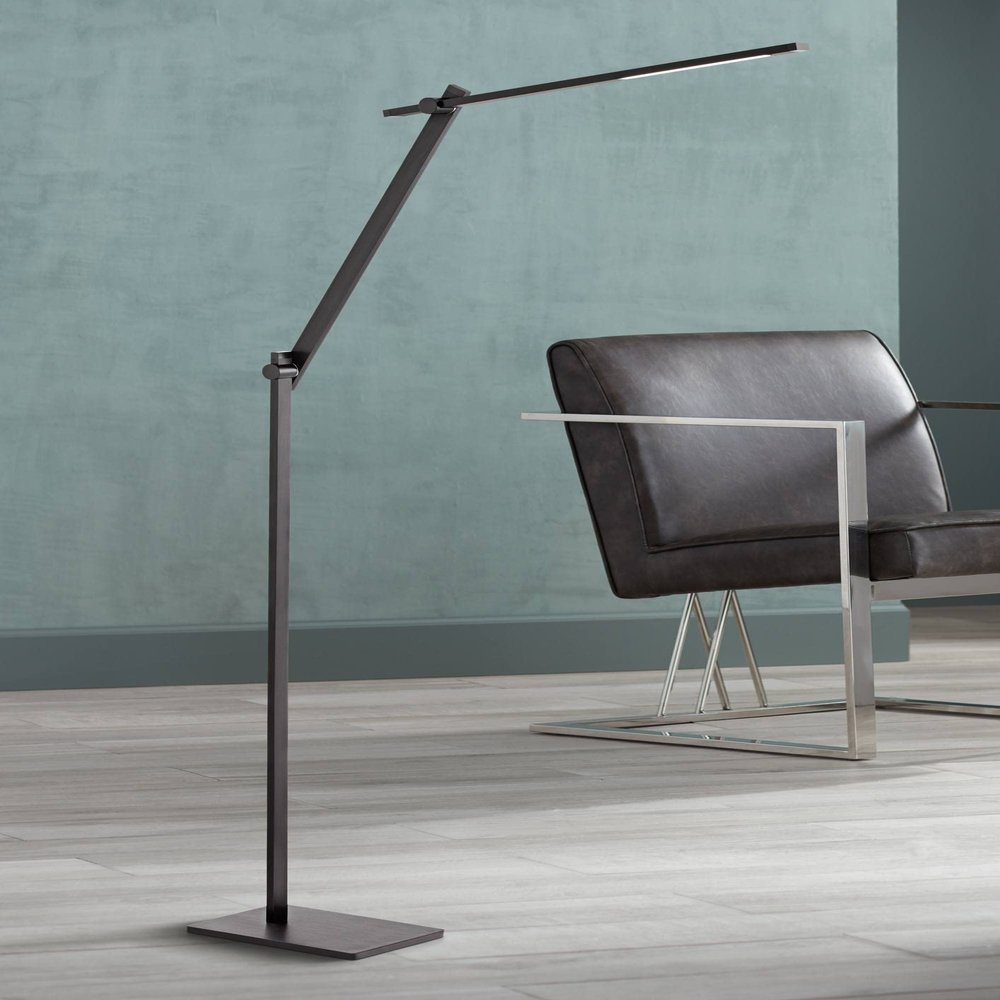 Barrett Adjustable Height Anodized Black Modern LED 53" Tall Floor Lamp