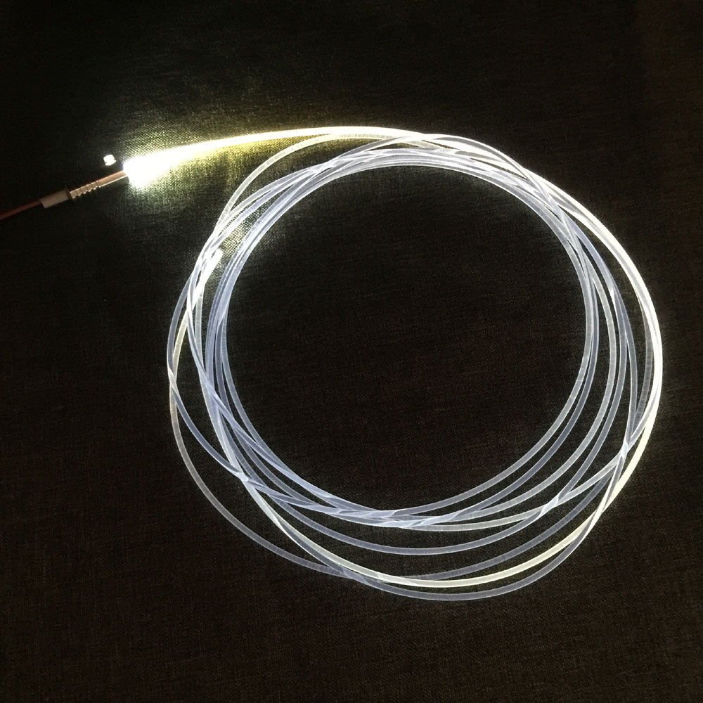Raysell 3mm 16ft/5Meters PMMA Side Glow Optic Fiber Cable with 1.5W 12V LED Light Source Illuminator White