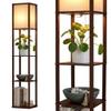 Brightech Maxwell - Modern Shelf Floor Lamp with Lamp Shade & Warm White LED Bulb, Corner Display Floor Lamp with Shelves for Living Room, Bedroom, Nightstand Office, Home Decor Storage - Havana Brown view 1
