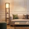 Brightech Maxwell - Modern Shelf Floor Lamp with Lamp Shade & Warm White LED Bulb, Corner Display Floor Lamp with Shelves for Living Room, Bedroom, Nightstand Office, Home Decor Storage - Havana Brown view 3