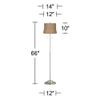 360 Lighting Abba Modern Standing Floor Lamp 66" Tall Brushed Nickel Silver Metal Natural Burlap Fabric Tapered Drum Shade Decor for Living Room Reading House Bedroom Office view 4