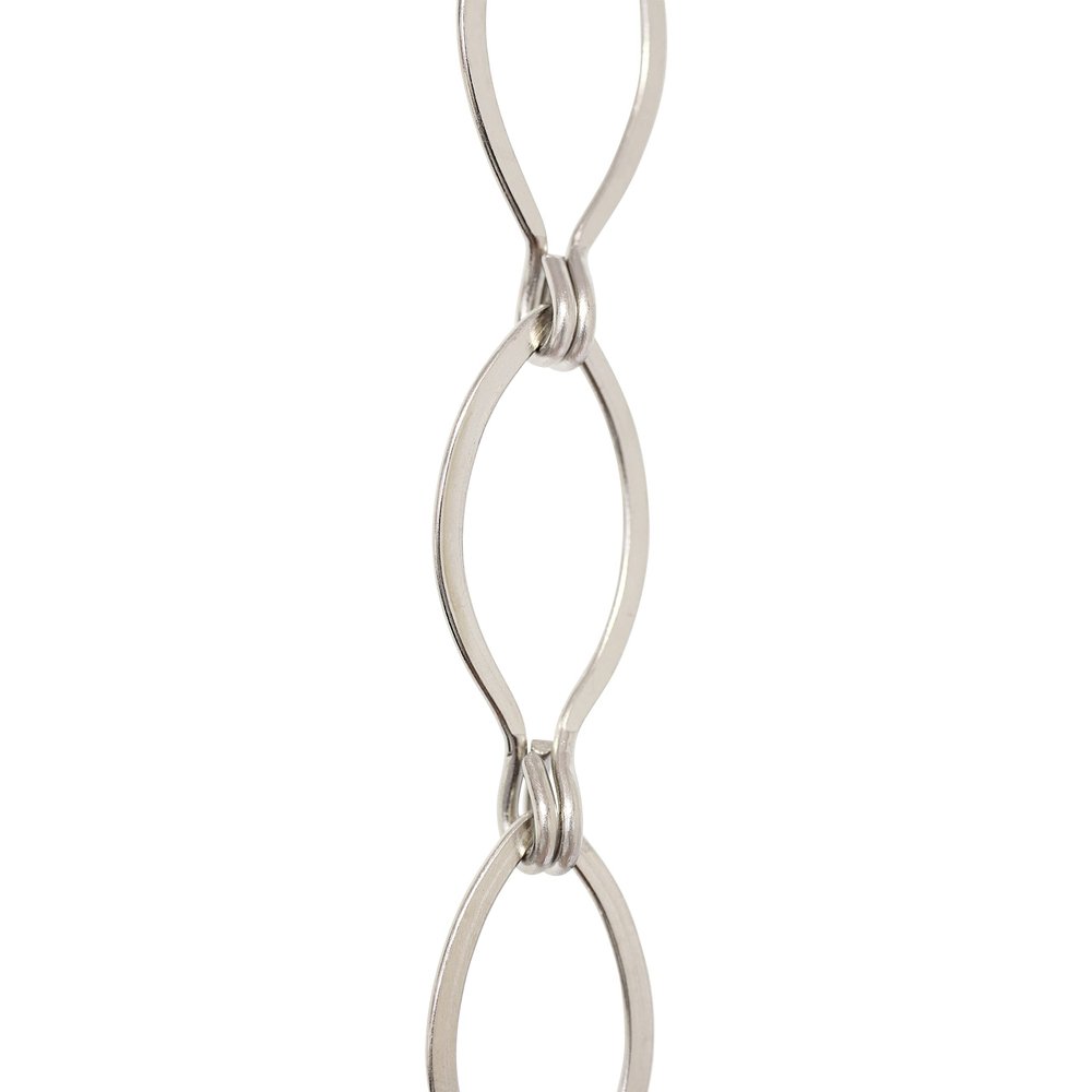 RCH Hardware CH-04-PN Decorative Polished Nickel Solid Brass Chain for Hanging, Lighting - Sleek Ovals & Unwelded Links (1 Foot)