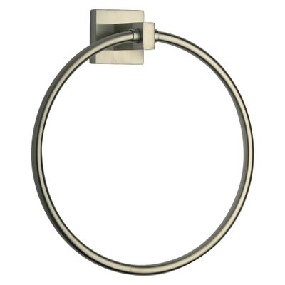 LaToscana SQPW07 Square Towel Ring In A Brushed Nickel Finish