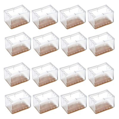 16pcs Transparent Clear Silicone Table Furniture Leg Feet Tips Covers Caps