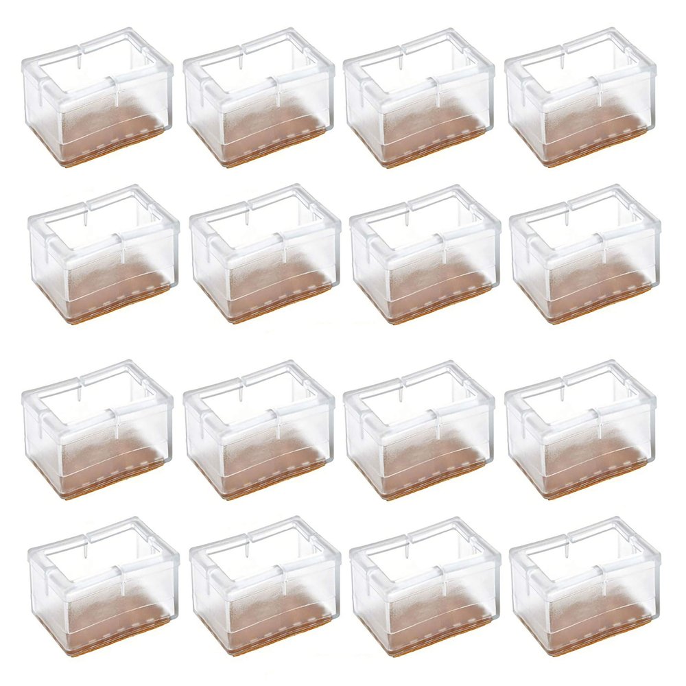 16pcs Transparent Clear Silicone Table Furniture Leg Feet Tips Covers Caps