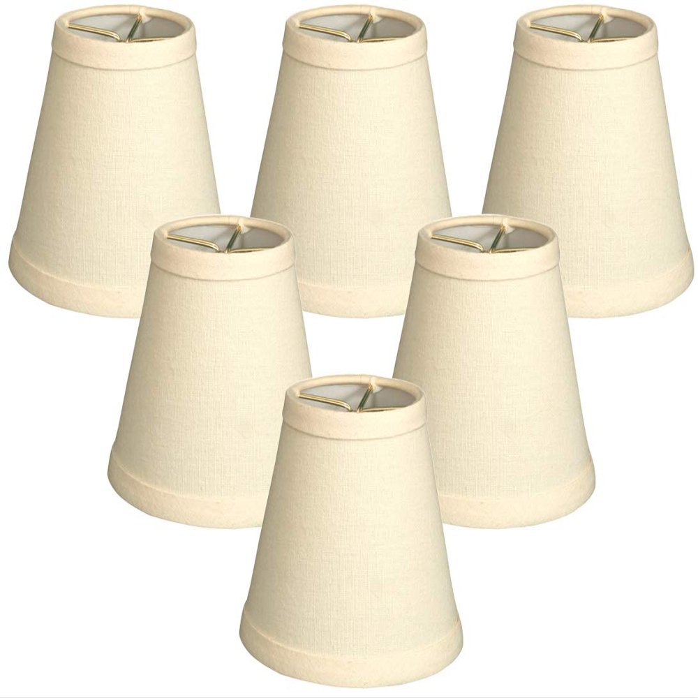Royal Designs, Inc. CS-987-5LNEG-6 Hardback Empire Chandelier Shade with Trim, 3 x 5 x 4.5, Linen Eggshell, 6-Pack