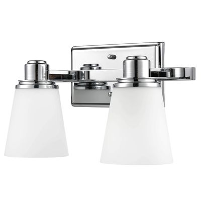 Linea di Liara Terracina Chrome Bathroom Light Fixtures Over Mirror 2-Light Bathroom Vanity Lights Fixture Wall Lighting Restroom Light Fixture with Frosted Glass Shade, UL Listed