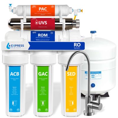 Express Water ROUV10M, 6-Stage RO Water Filter System, UV Filter, 100 GPD