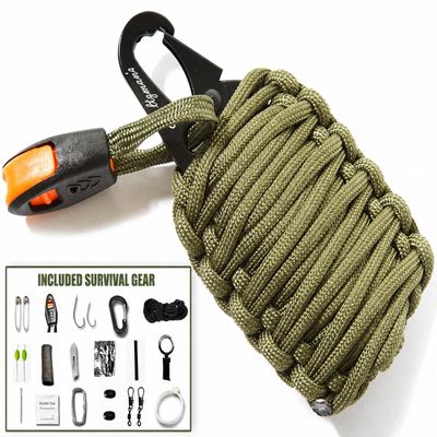 Holtzmans Survival Kit Gorilla Egg : 550 Paracord Grenade Emergency Kit - Your Survival Pack Has an Upgraded Military Grade Carabiner Snap Hook is Stuffed with 18 Tools