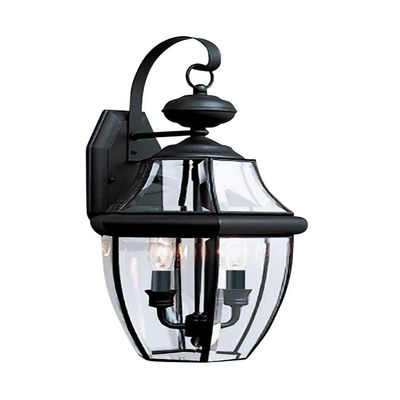 Generation Lighting 8039EN-12 Lancaster Two Light Outdoor Wall Lantern Black Finish, 2-Light, cETL Listed, Safety Rated for Wet Locations, Aluminum Construction, LED Compatible
