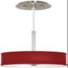 10 1/4" Wide Textured Faux Silk Red Mini 2-Light Pendant Light Fixture view 2