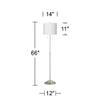 360 Lighting Abba Modern Industrial Style Floor Lamp Standing 66" Tall Sleek Brushed Nickel Silver Thin Metal Column White Hardback Drum Shade for Living Room Reading House Family Bedroom view 3