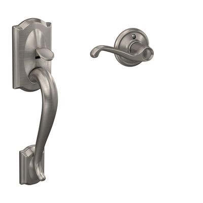 Schlage FE285 CAM 619 FLA RH Camelot Front Entry Handleset with Right-Handed Flair Lever, Lower Half Grip, Satin Nickel