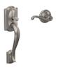 Schlage FE285 CAM 619 FLA RH Camelot Front Entry Handleset with Right-Handed Flair Lever, Lower Half Grip, Satin Nickel view 1