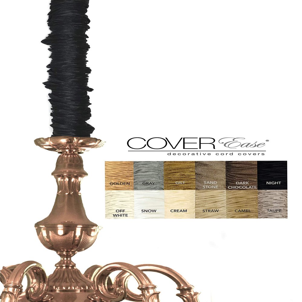 Chain and Cord Cover CoverEase Fabric Chandelier Chain Cover 6 ft Long Black