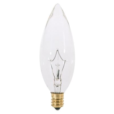 Bulbrite 25CTC/32/3 25-Watt 130-Volt Incandescent Torpedo Chandelier Bulb, 32mm, Clear - 2 Pack
