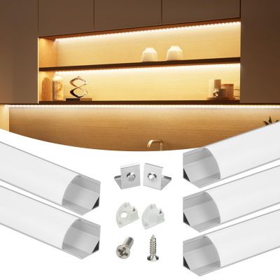Muzata 5Pack 3.3FT Silver V-Shape Corner LED Channel Milky Cover V1SW WW