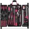 Apollo Tools 71 Piece Complete Household Tool Set with Clamp, Hacksaw, Carpenter Square, Screwdriver and Plier Sets for College, Home Repairs and DIY - Pink Ribbon - Pink - DT0204P view 1