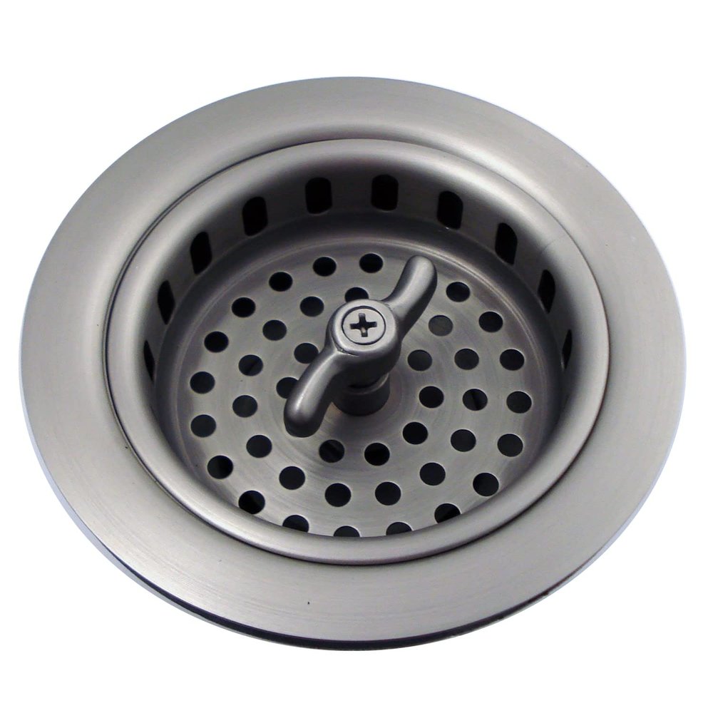 Mr. Scrappy 3.5" Sink Drain Assembly with Twist Lock Basket Strainer, Solid Brass, Brushed Nickel