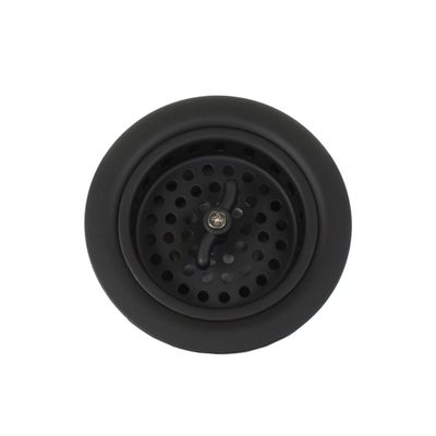 Mr. Scrappy 3.5" Sink Drain Assembly with Twist Lock Basket Strainer, Solid Brass, Black