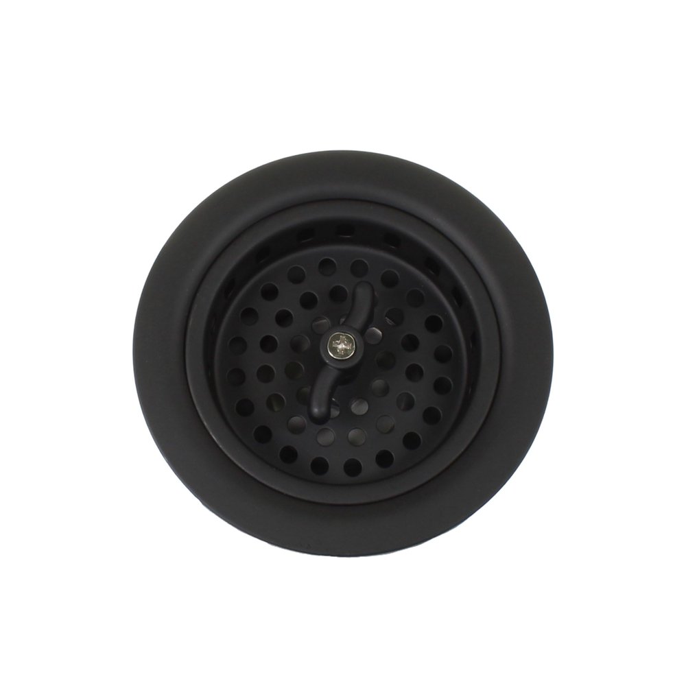 Mr. Scrappy 3.5" Sink Drain Assembly with Twist Lock Basket Strainer, Solid Brass, Black
