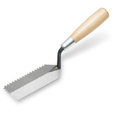 Marshalltown Notched Margin Trowels, Wood Handle, V-Shaped, X-Notch Size 6mm, Y-Notch Size 4.5mm, Z-Notch Size 0mm, Made in The USA, 52VN