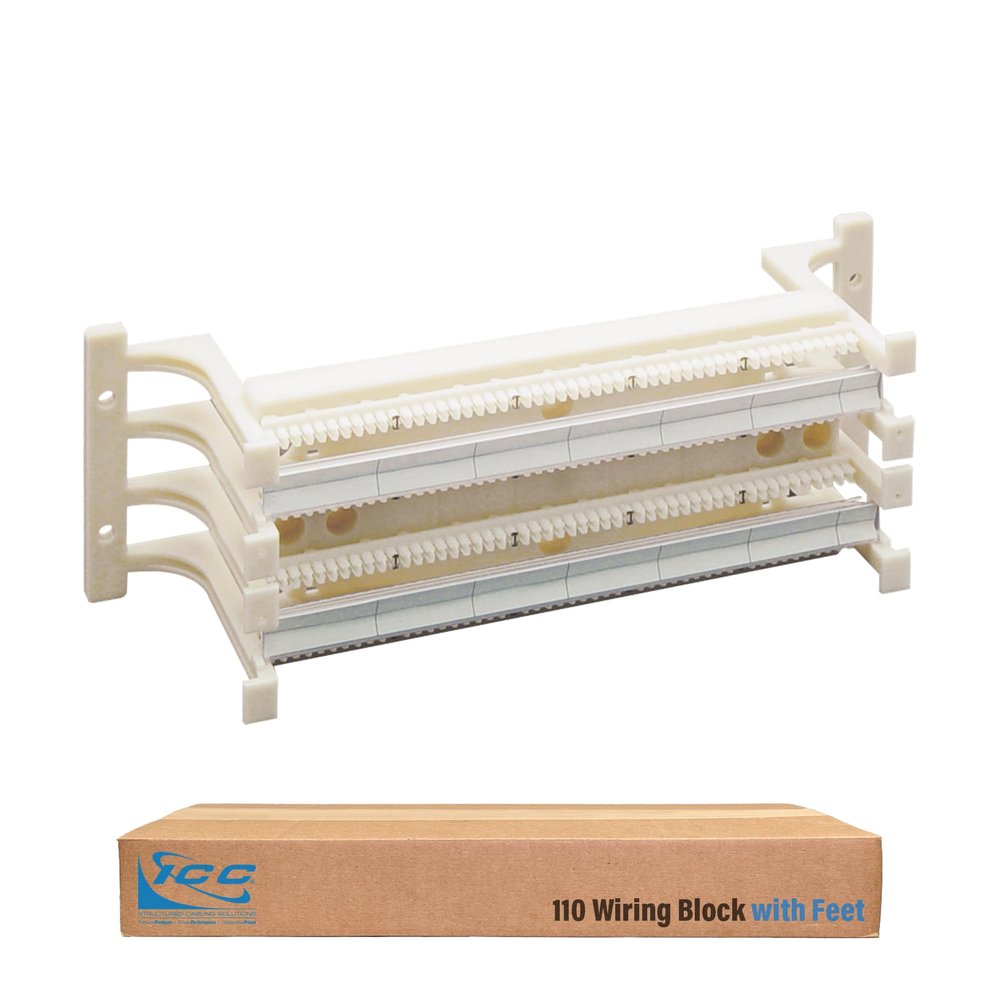 ICC 110 Wiring Block with Feet, 100-Pair, Wall-Mount Block for Voice and Data, UL 1863, TAA & Section 889 Compliant