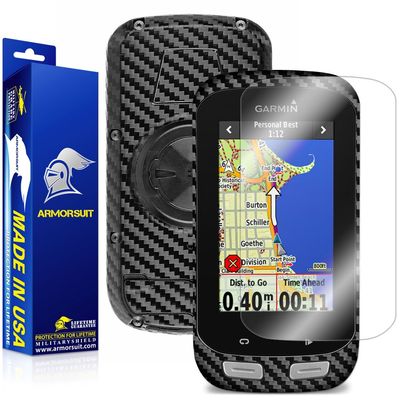 ArmorSuit MilitaryShield Black Carbon Fiber Skin Wrap Film + HD Clear Screen Protector Compatible with Garmin Edge 1000 - Film