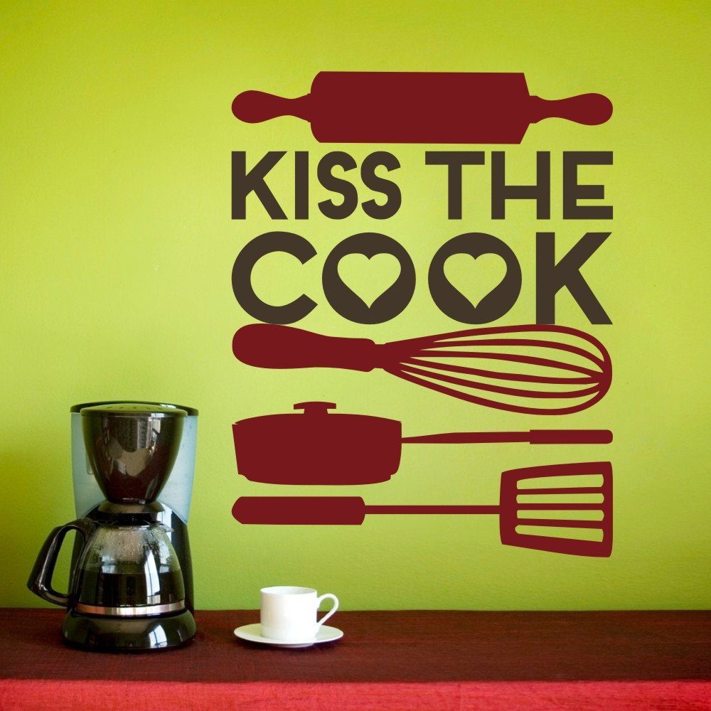 Kiss the Cook Wall Sticker-Kitchen Cooking Utensils Decor