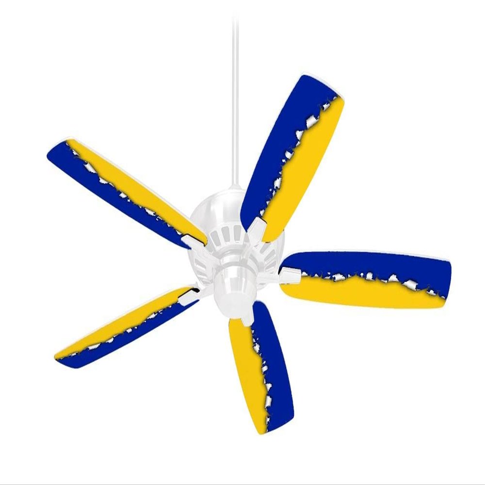 Ripped Colors Blue Yellow - Ceiling Fan Skin Kit fits most 42 inch fans (FAN and BLADES SOLD SEPARATELY)
