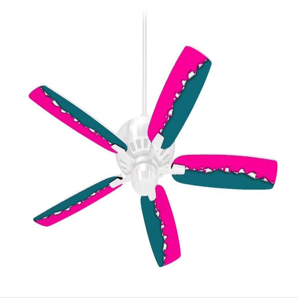 Ripped Colors Hot Pink Seafoam Green - Ceiling Fan Skin Kit fits most 42 inch fans (FAN and BLADES SOLD SEPARATELY)