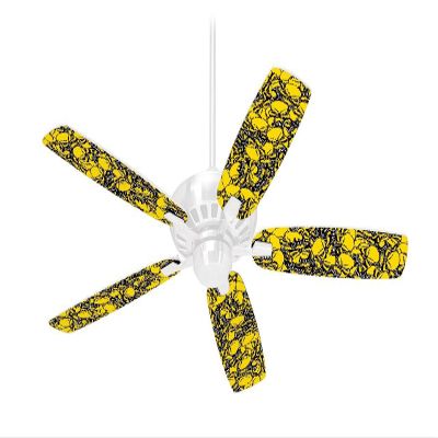 Scattered Skulls Yellow - Ceiling Fan Skin Kit fits most 42 inch fans (FAN and BLADES SOLD SEPARATELY)