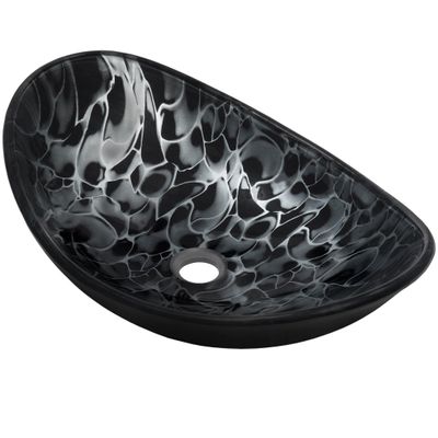Hand Painted Black and Silver Oval Glass Sink NOHP-G012-8031