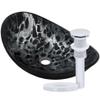 Hand Painted Black and Silver Oval Glass Sink NOHP-G012-8031 view 4